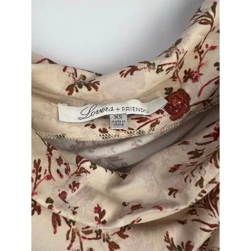 Lovers + Friends, Cindy Mini Floral Dress, Cream, Lyocell, Cottagecore Boho Fall - Picture 10 of 14